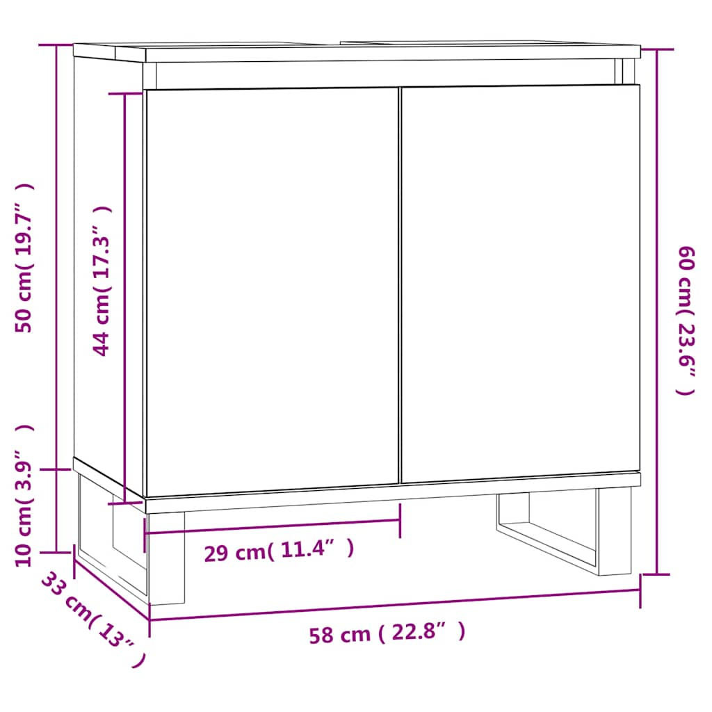 Badschrank Schwarz 58x33x60 cm Holzwerkstoff