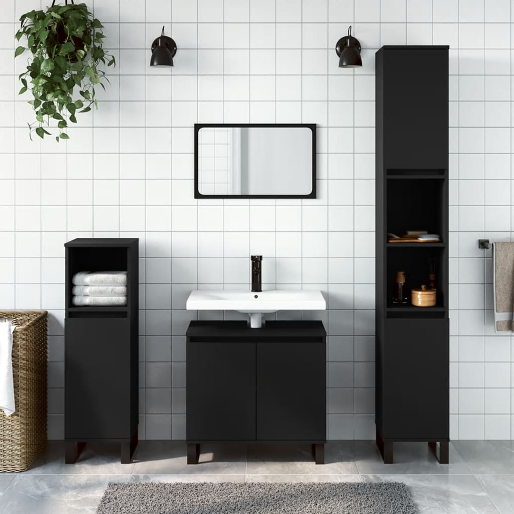 Bathroom Cabinet Black 58x33x60 cm Wood Material