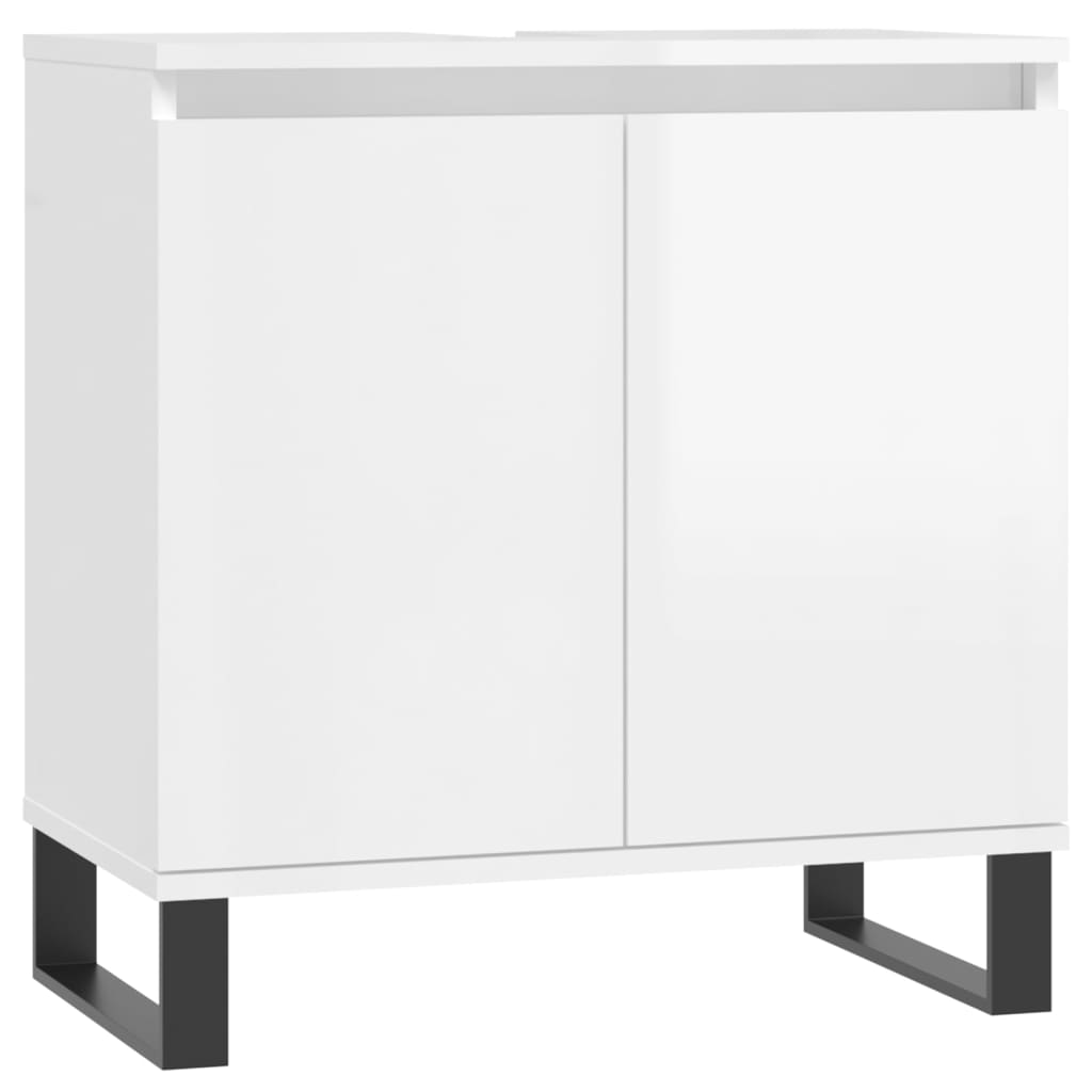 Bathroom Cabinet High Gloss White 58x33x60 cm Wood Material