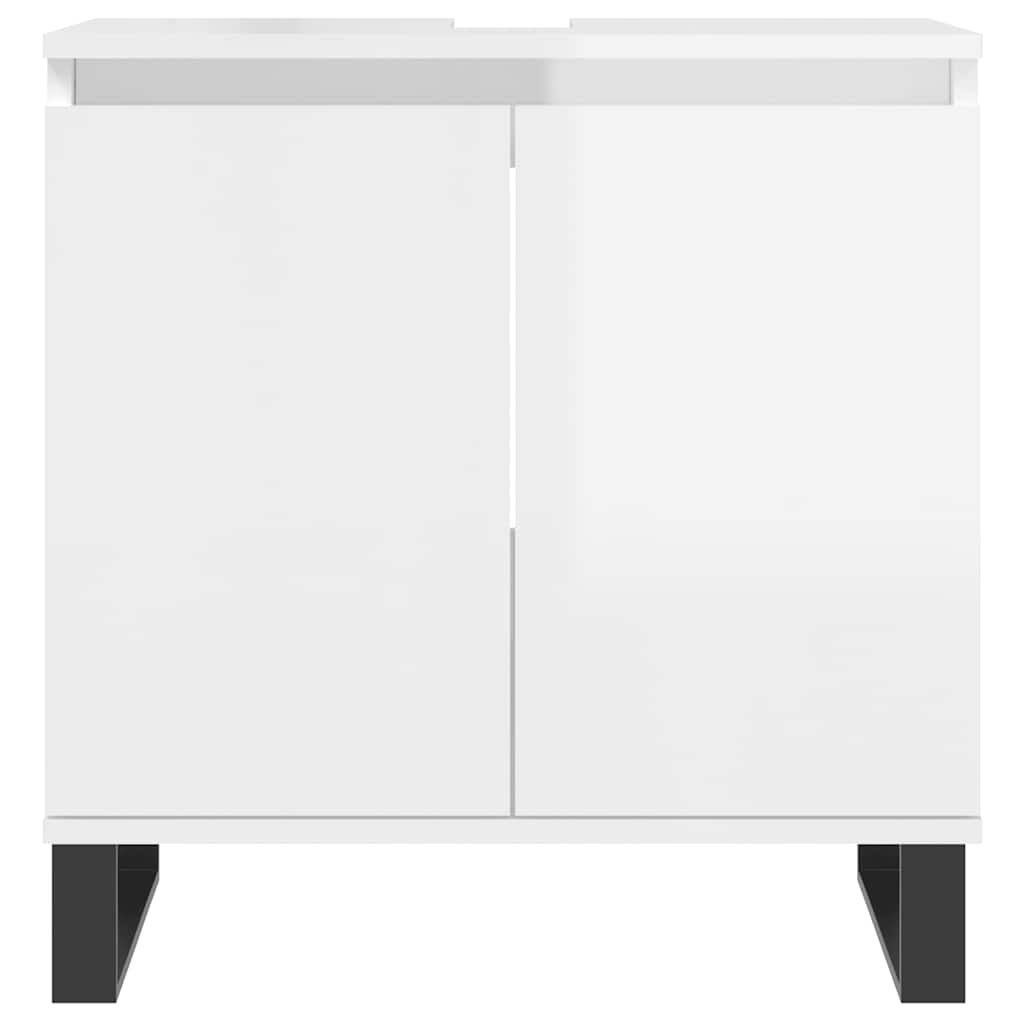 Bathroom Cabinet High Gloss White 58x33x60 cm Wood Material