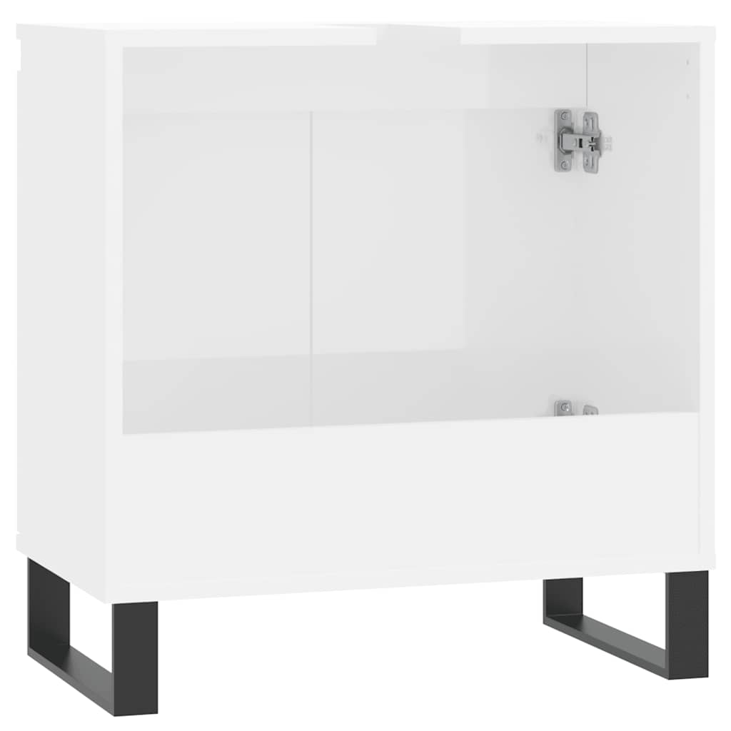 Bathroom Cabinet High Gloss White 58x33x60 cm Wood Material