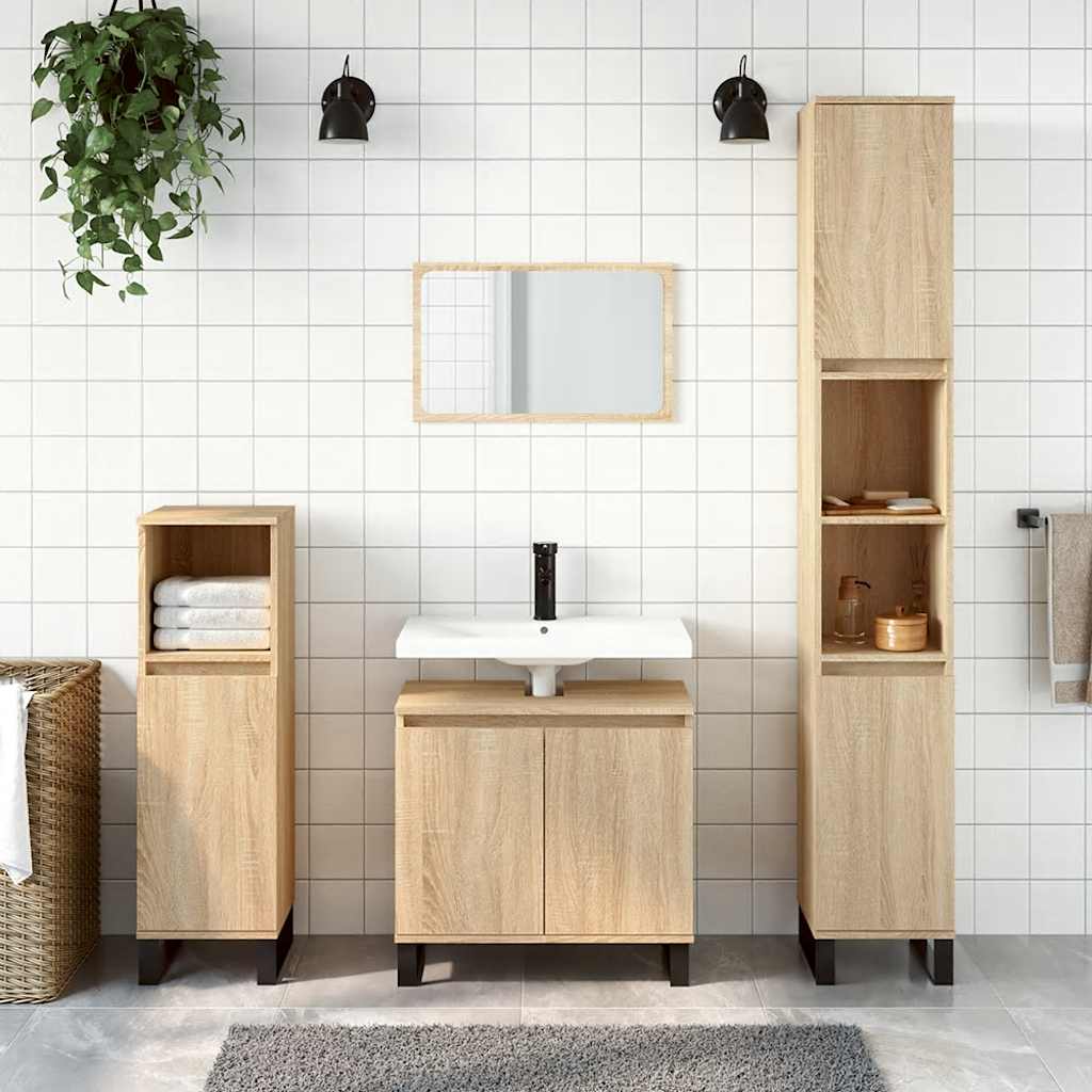 Bathroom Cabinet Sonoma Oak 58x33x60 cm Wood Material