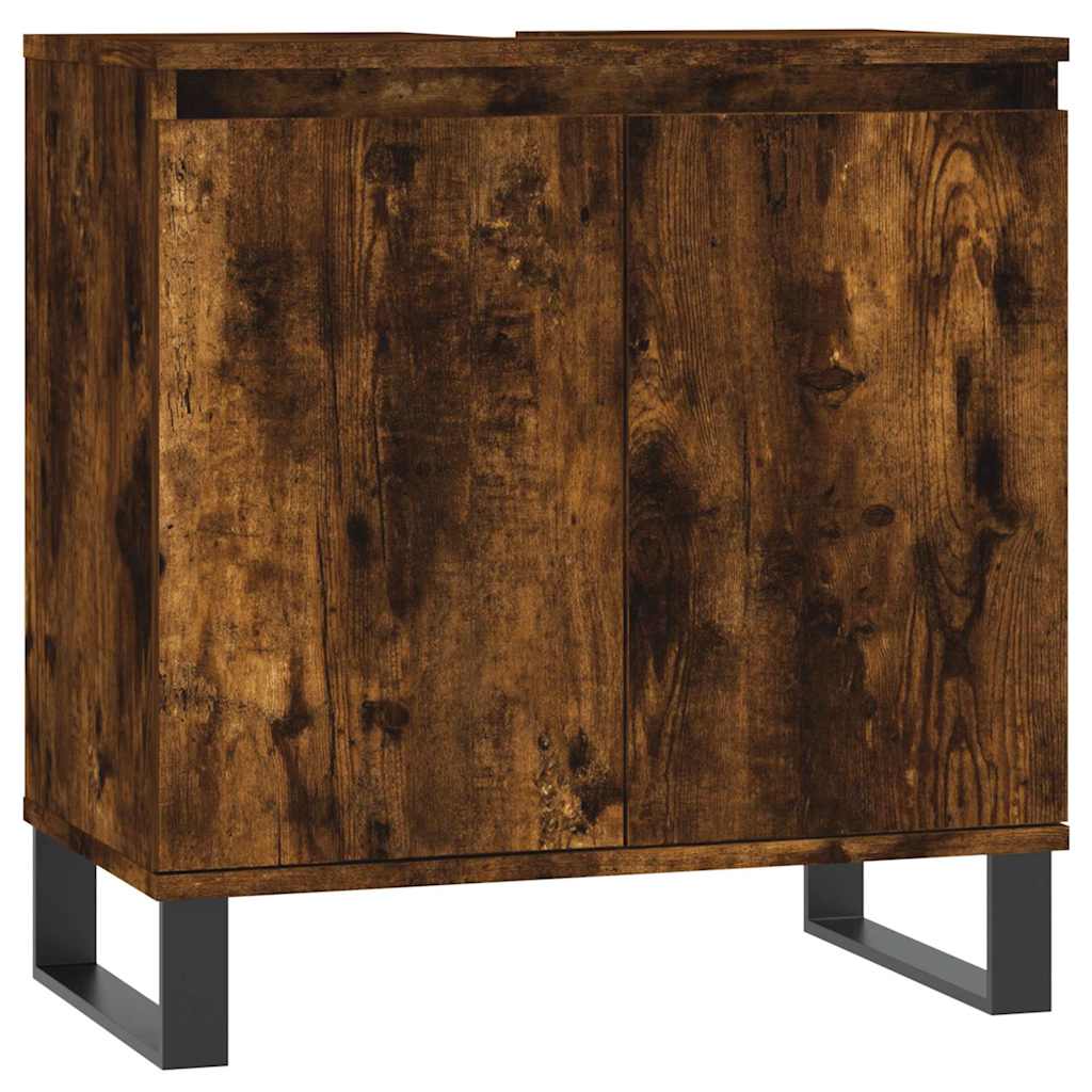 Bathroom Cabinet Smoked Oak 58x33x60 cm Wood Material