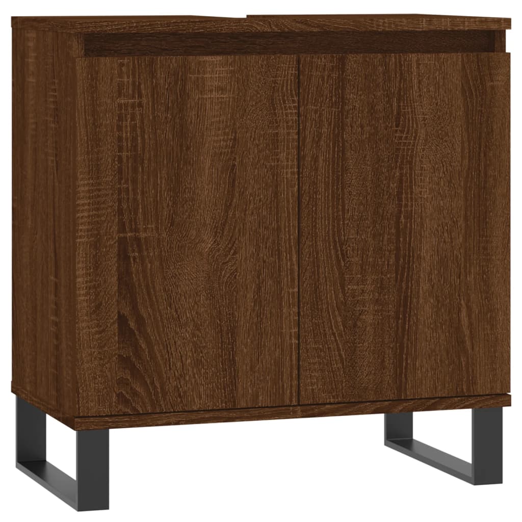 Bathroom Cabinet Brown Oak Look 58x33x60 cm Wood Material