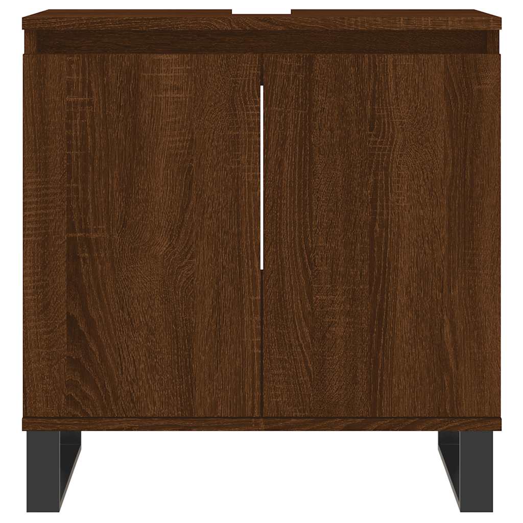 Bathroom Cabinet Brown Oak Look 58x33x60 cm Wood Material