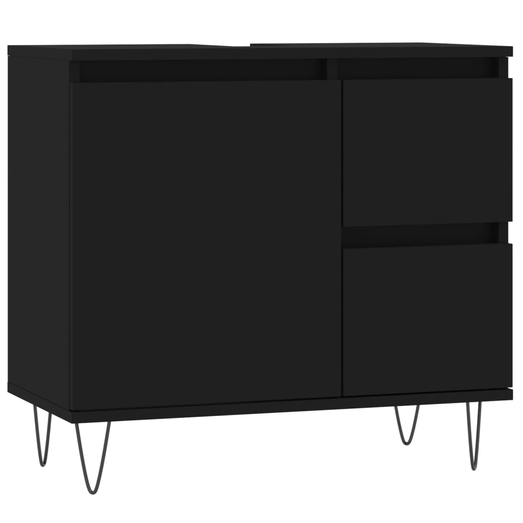 Badschrank Schwarz 65x33x60 cm Holzwerkstoff