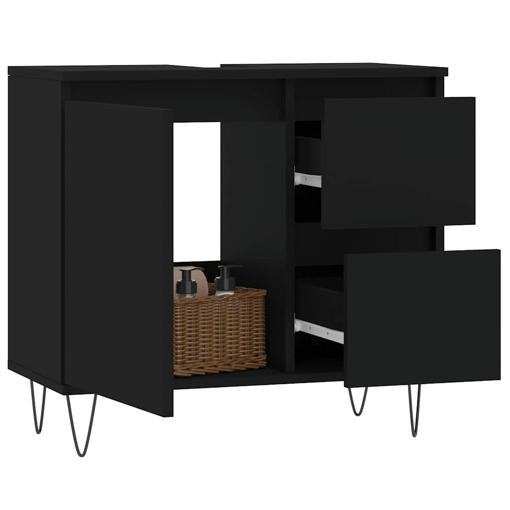 Bathroom cabinet black 65x33x60 cm made of wood