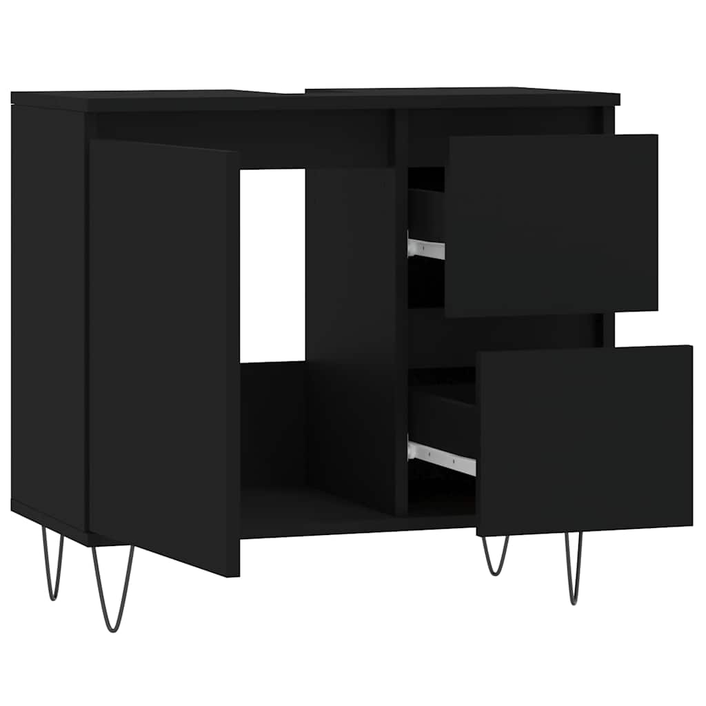 Badschrank Schwarz 65x33x60 cm Holzwerkstoff