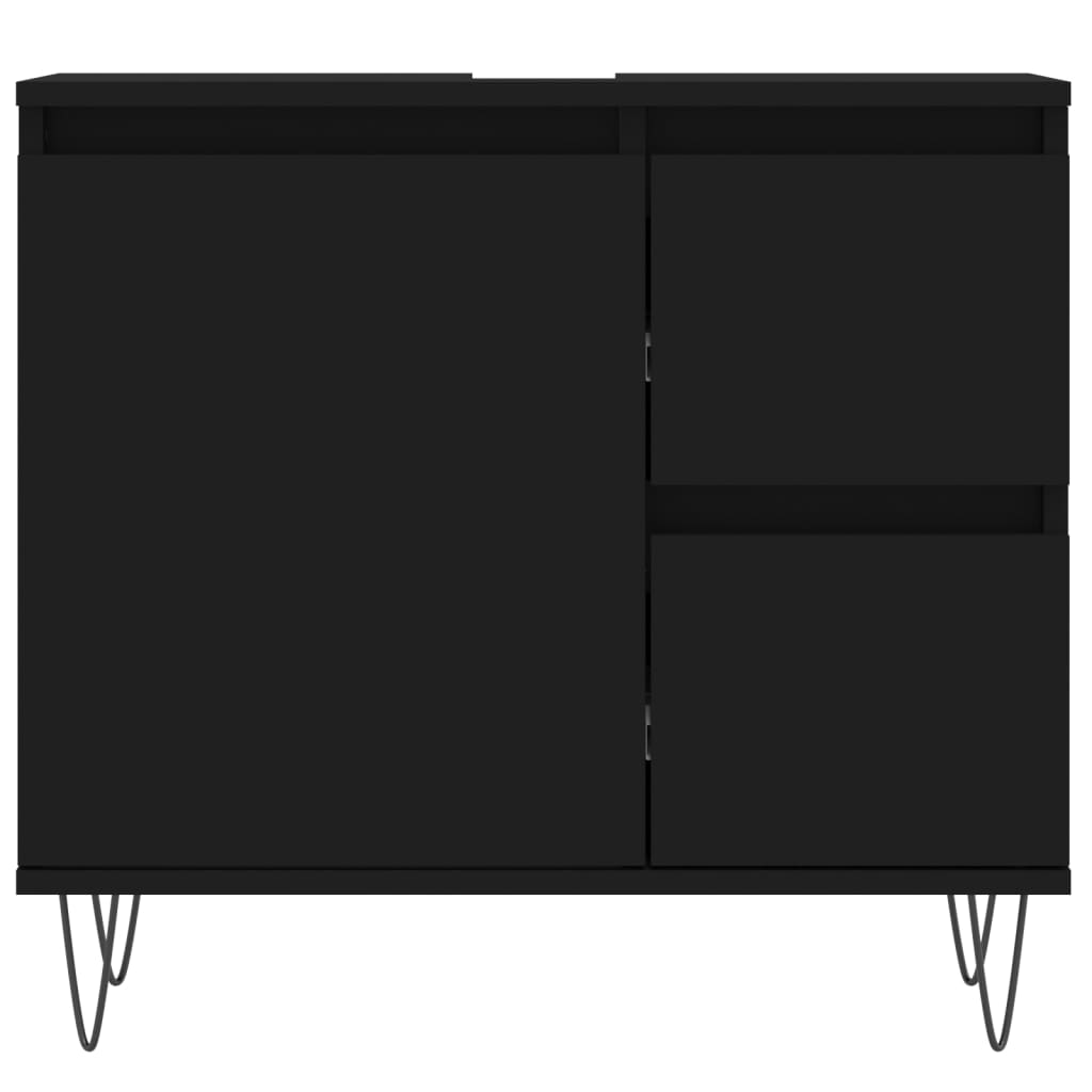 Bathroom cabinet black 65x33x60 cm made of wood