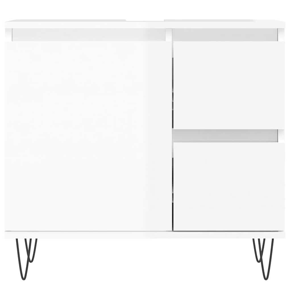 Bathroom Cabinet High Gloss White 65x33x60 cm Wood Material