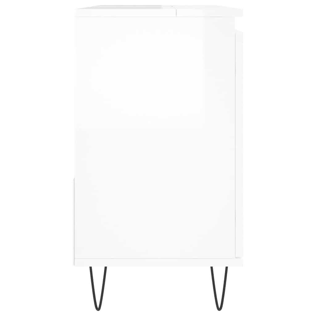 Bathroom Cabinet High Gloss White 65x33x60 cm Wood Material