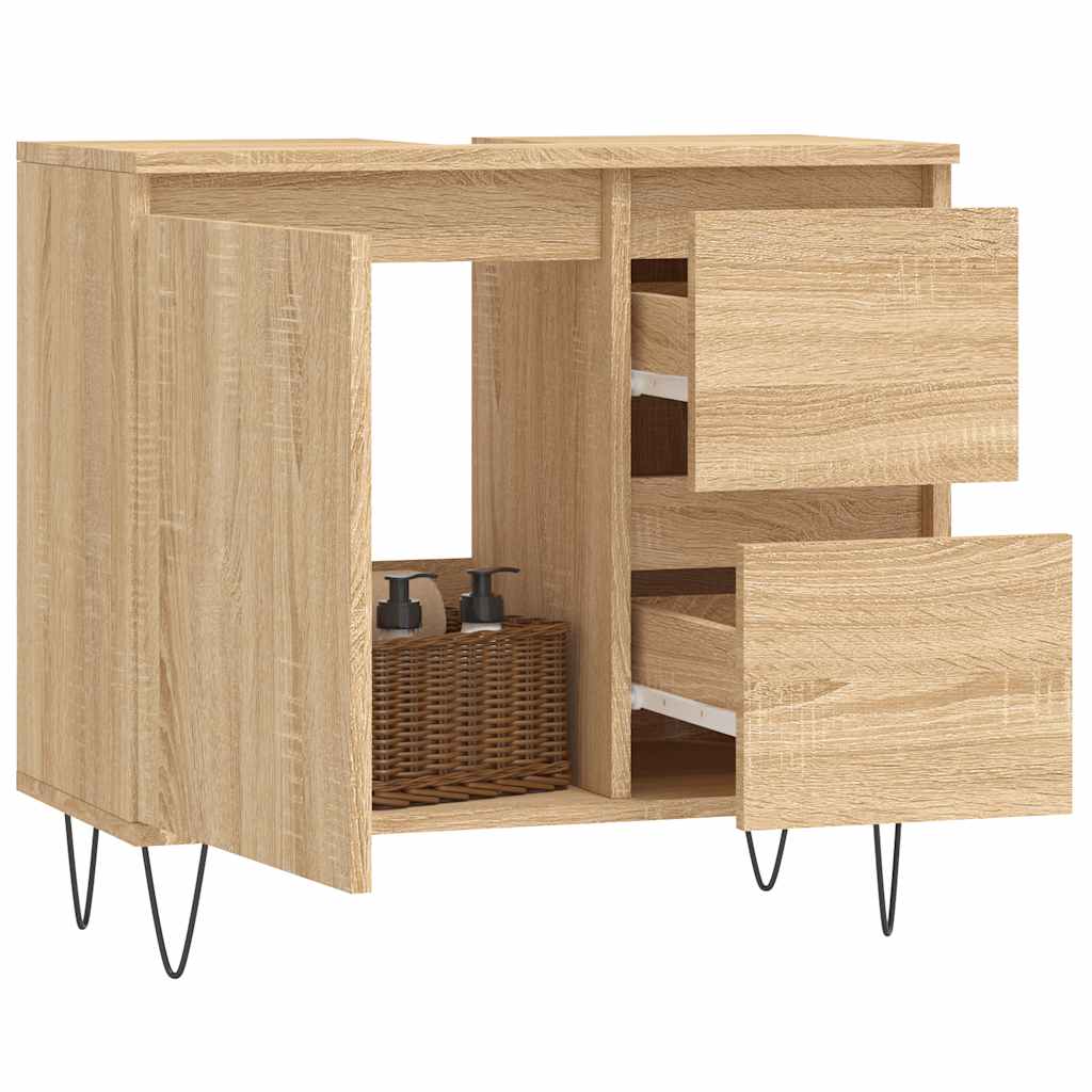 Bathroom Cabinet Sonoma Oak 65x33x60 cm Wood Material