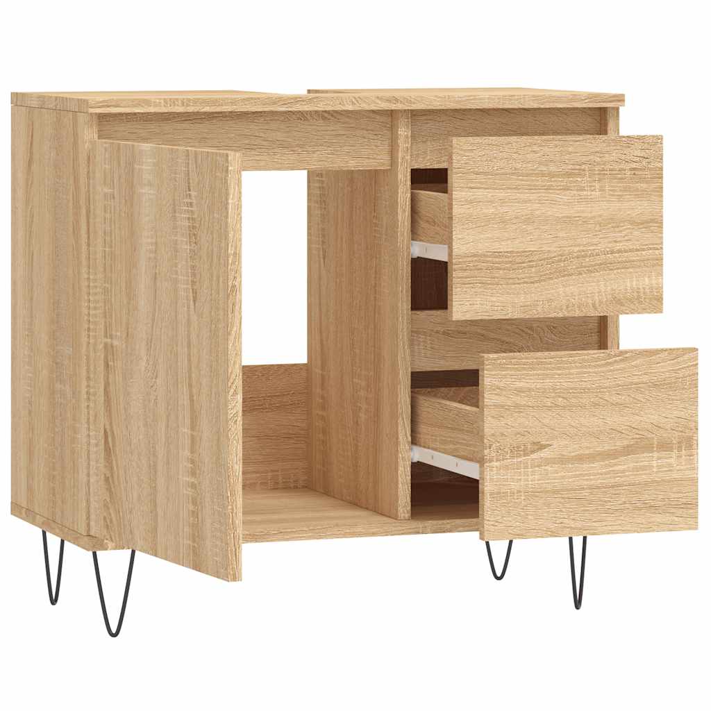 Bathroom Cabinet Sonoma Oak 65x33x60 cm Wood Material