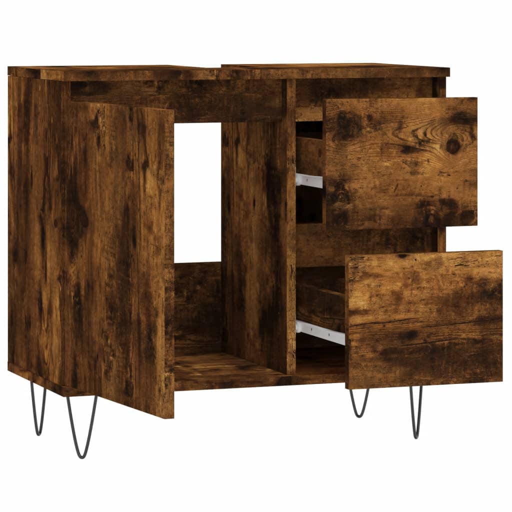 Badschrank Räuchereiche 65x33x60 cm Holzwerkstoff