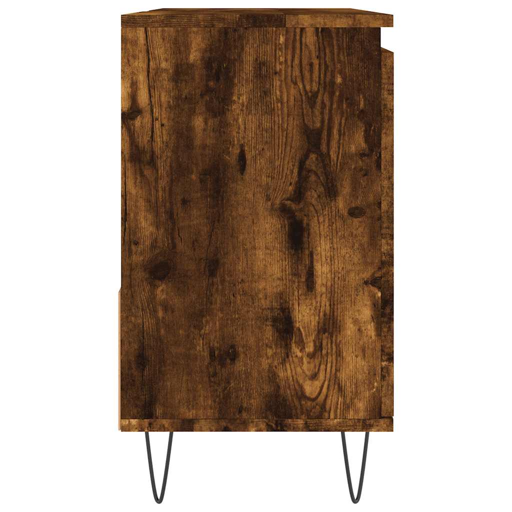 Bathroom Cabinet Smoked Oak 65x33x60 cm Wood Material