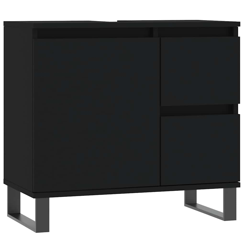 Bathroom cabinet black 65x33x60 cm made of wood