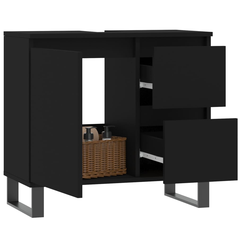 Bathroom cabinet black 65x33x60 cm made of wood