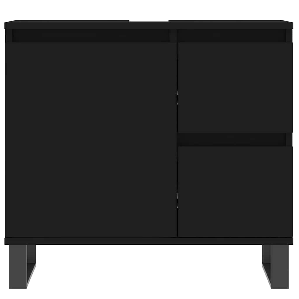 Bathroom cabinet black 65x33x60 cm made of wood