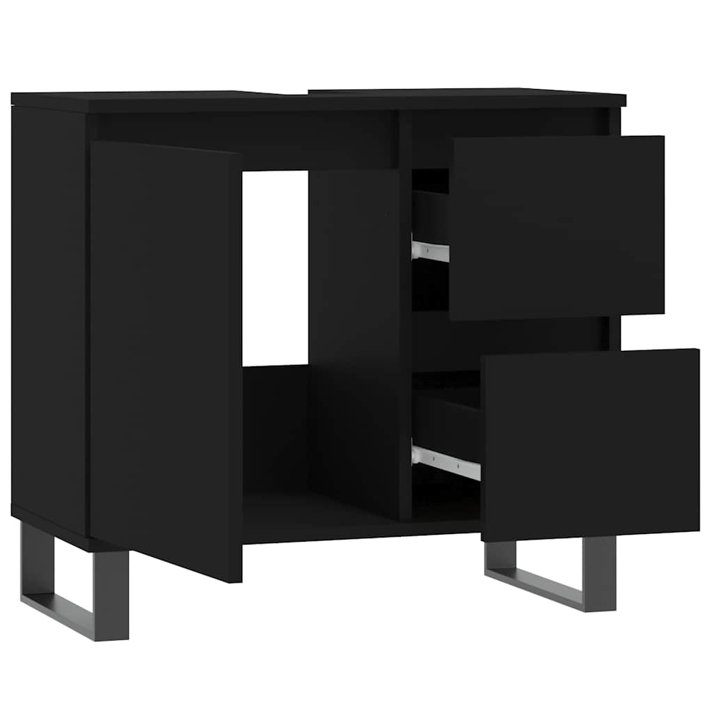 Bathroom cabinet black 65x33x60 cm made of wood