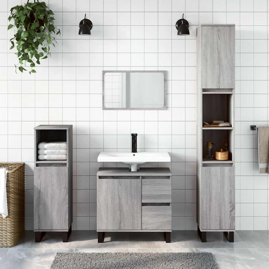 Bathroom cabinet gray Sonoma 65x33x60 cm made of wood