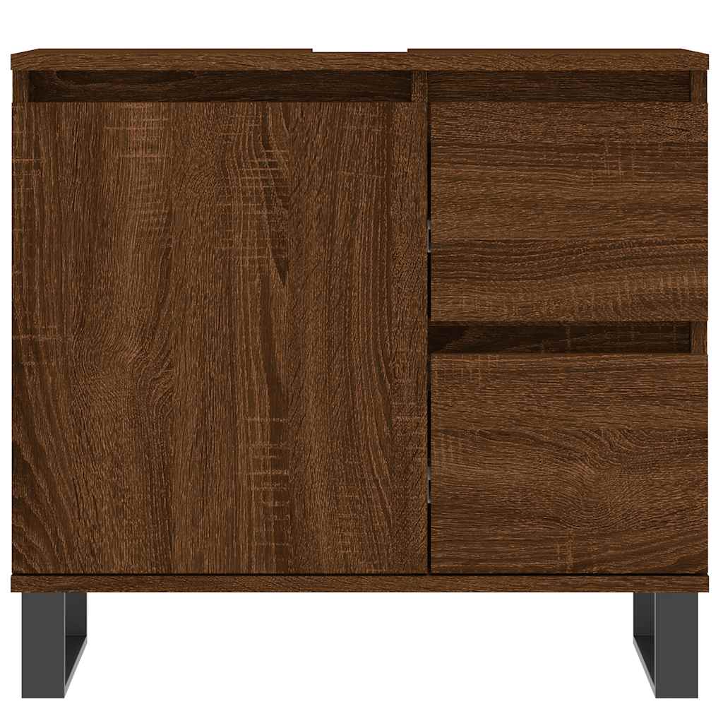 Bathroom Cabinet Brown Oak Look 65x33x60 cm Wood Material