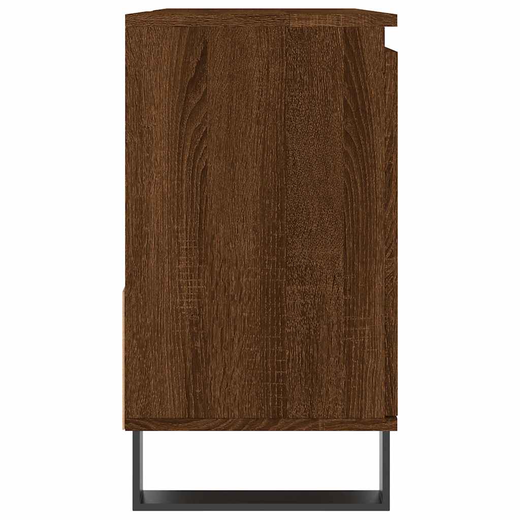 Bathroom Cabinet Brown Oak Look 65x33x60 cm Wood Material