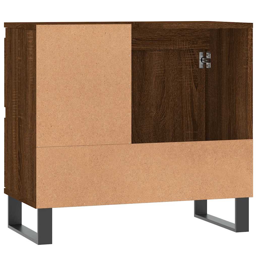 Bathroom Cabinet Brown Oak Look 65x33x60 cm Wood Material