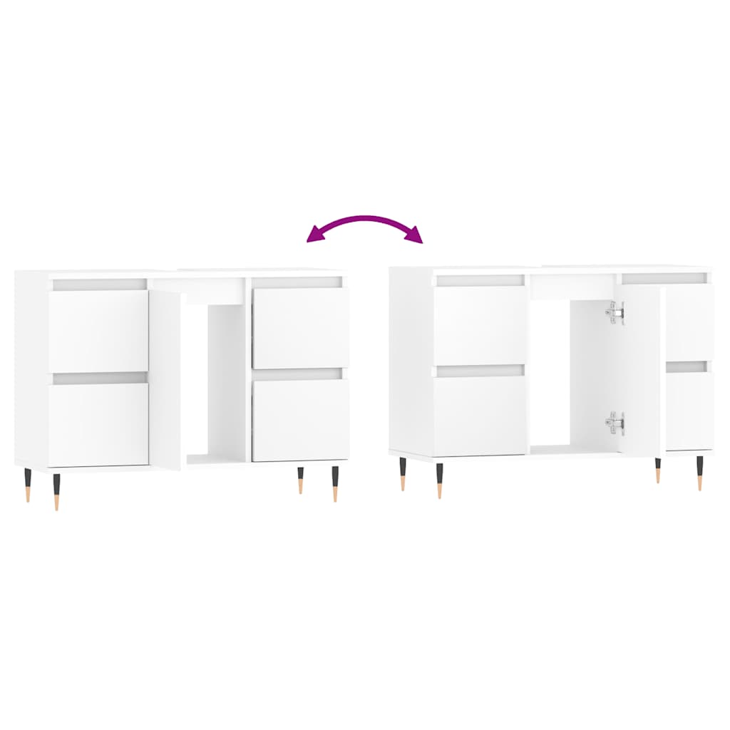 Bathroom Cabinet White 80x33x60 cm Wood Material