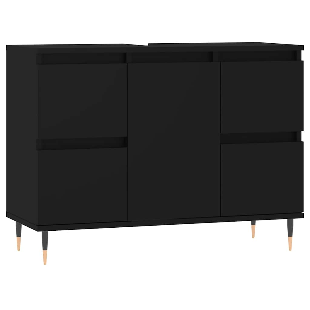 Badschrank Schwarz 80x33x60 cm Holzwerkstoff