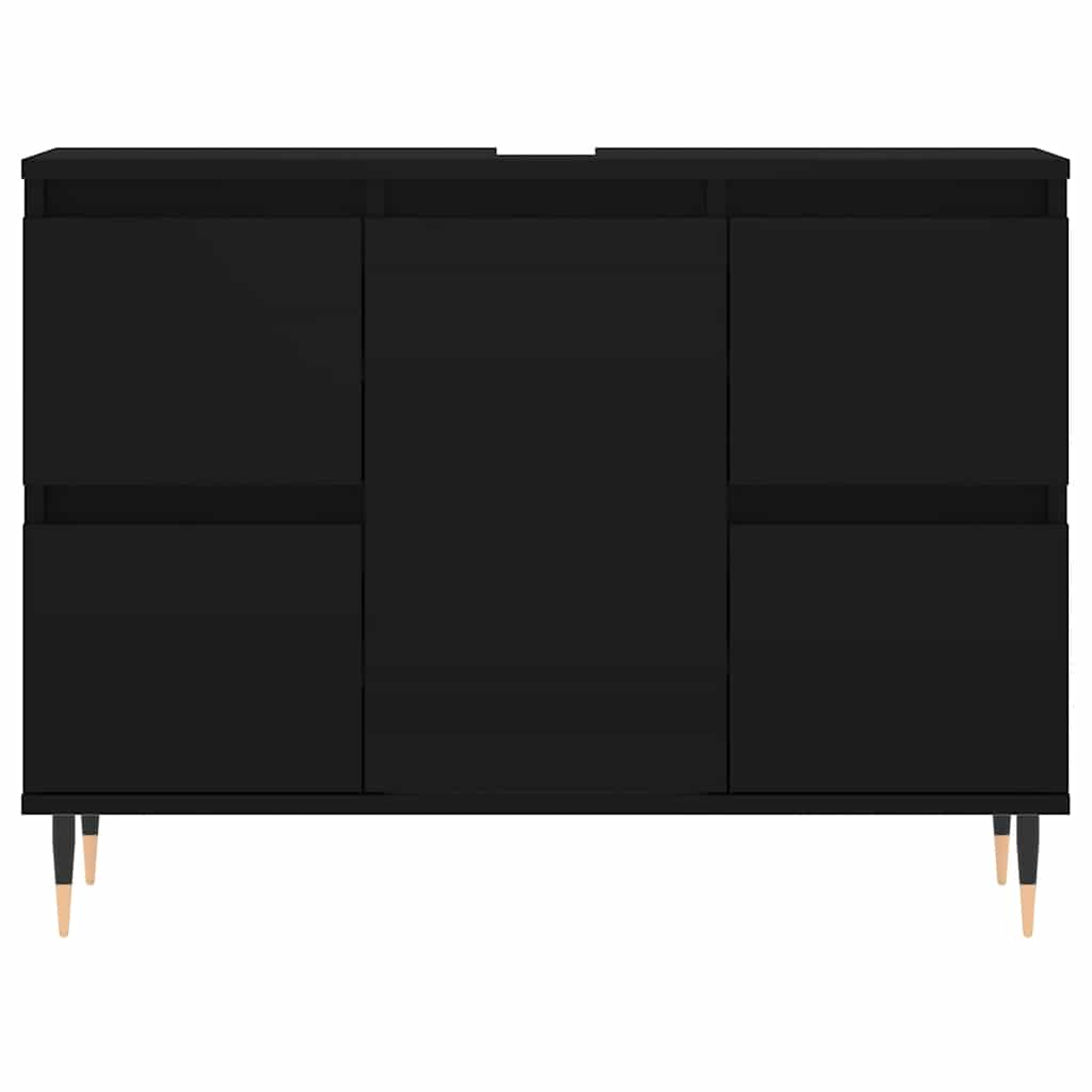 Badschrank Schwarz 80x33x60 cm Holzwerkstoff