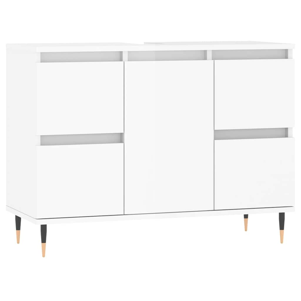 Bathroom Cabinet High Gloss White 80x33x60 cm Wood Material