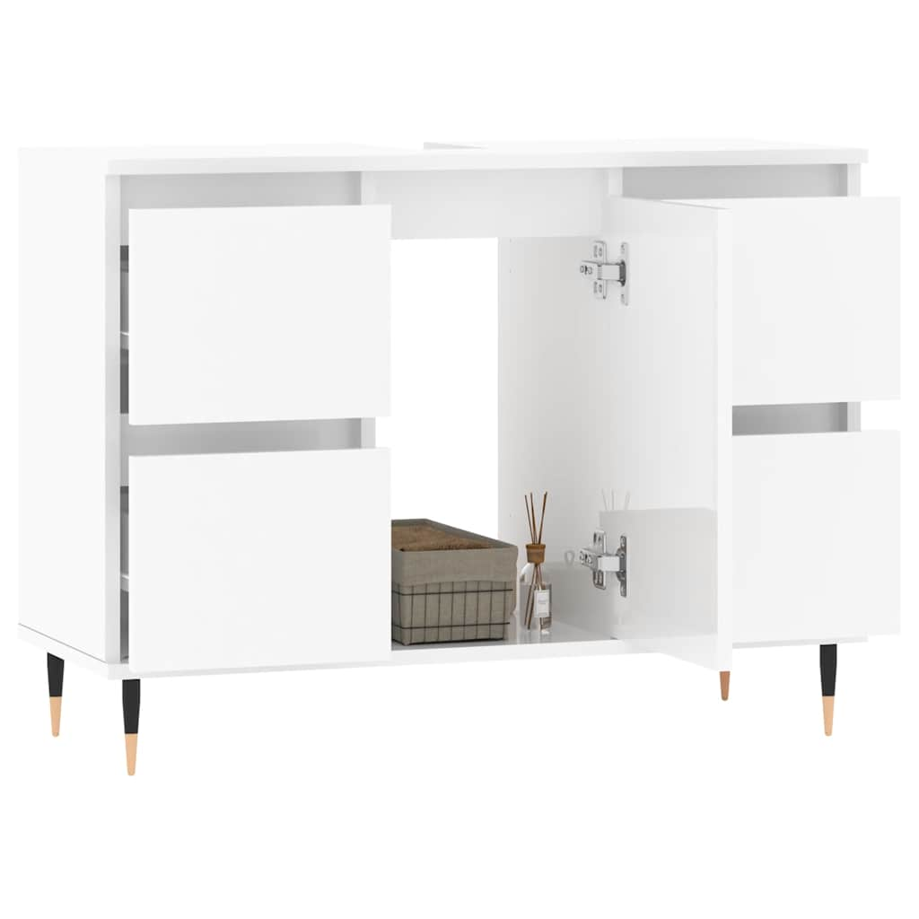 Bathroom Cabinet High Gloss White 80x33x60 cm Wood Material