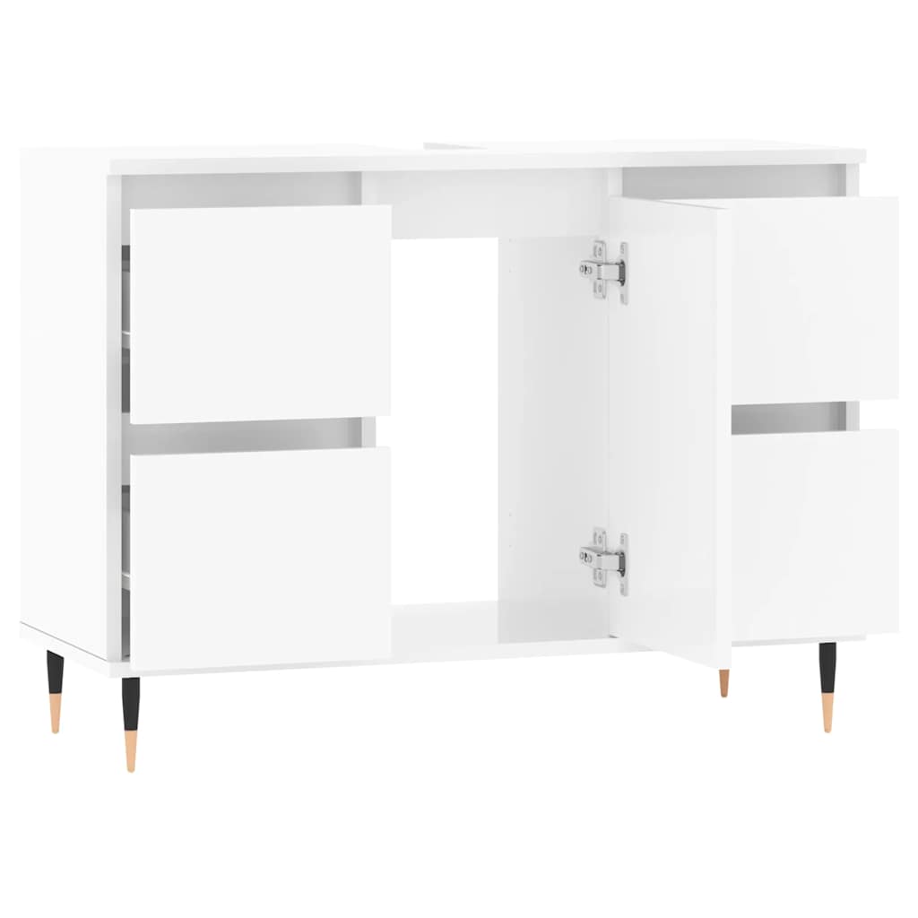 Badschrank Hochglanz-Weiß 80x33x60 cm Holzwerkstoff