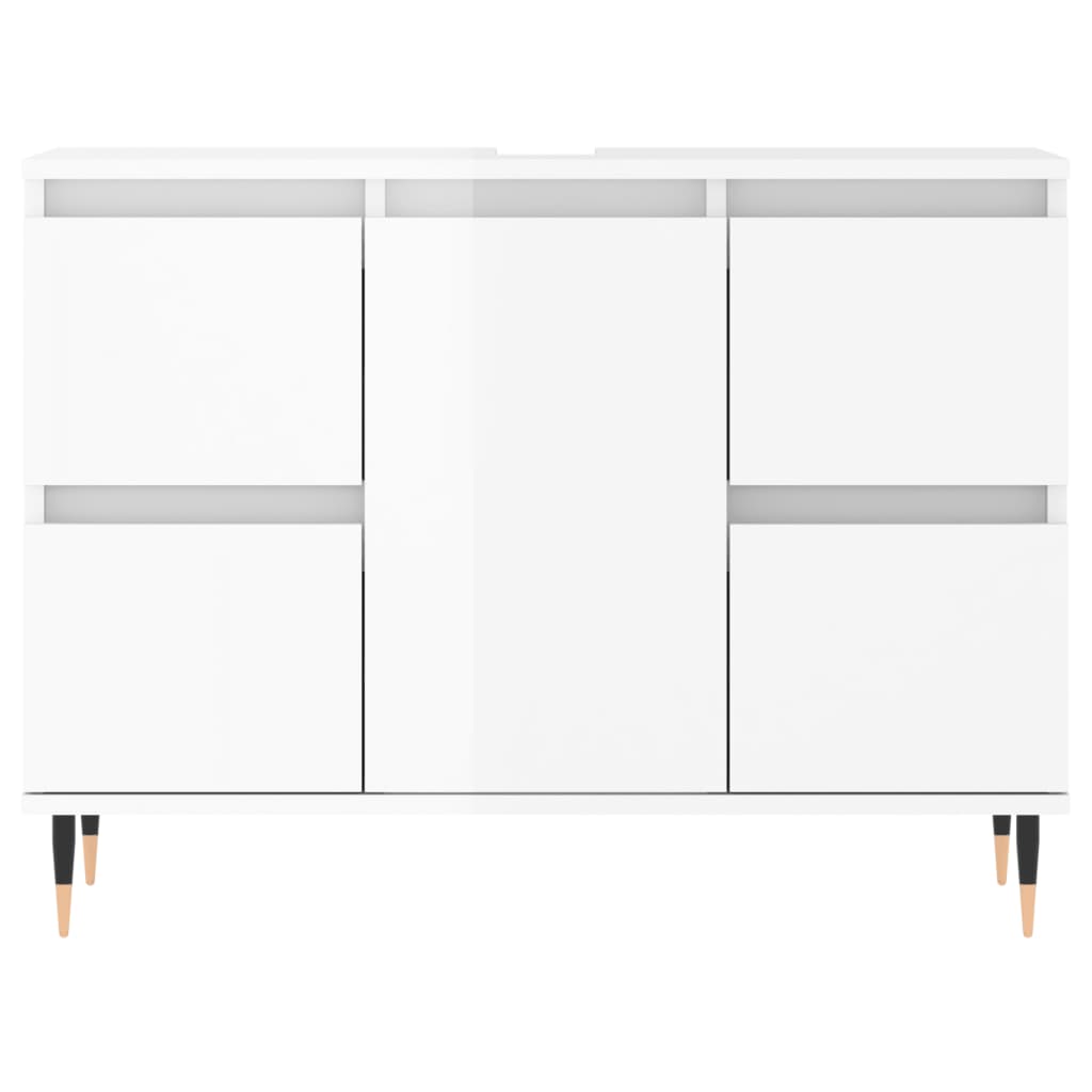 Bathroom Cabinet High Gloss White 80x33x60 cm Wood Material