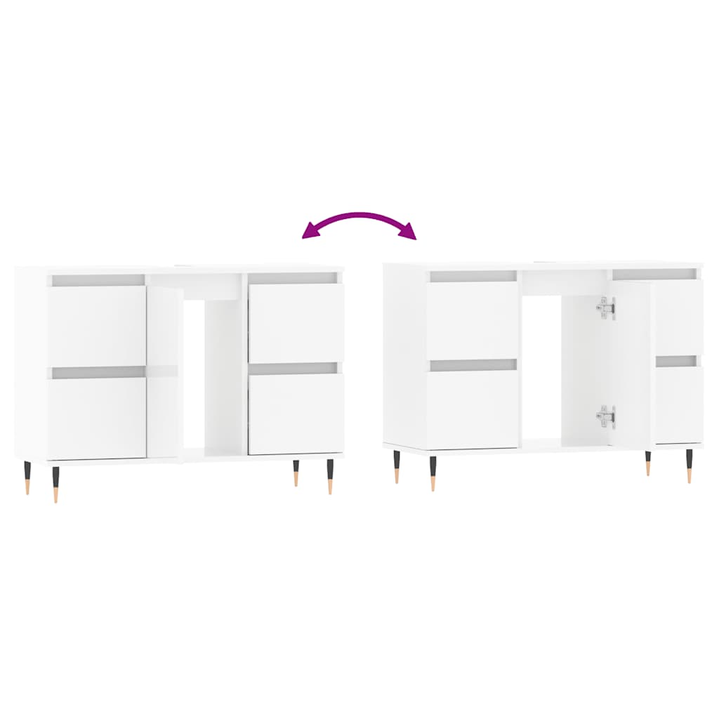 Bathroom Cabinet High Gloss White 80x33x60 cm Wood Material