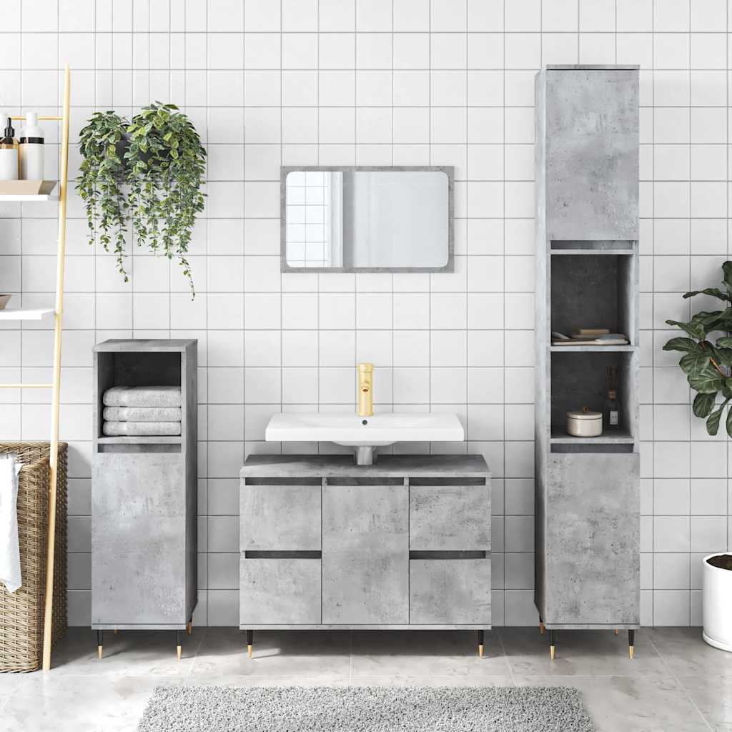 Bathroom cabinet concrete gray 80x33x60 cm made of wood