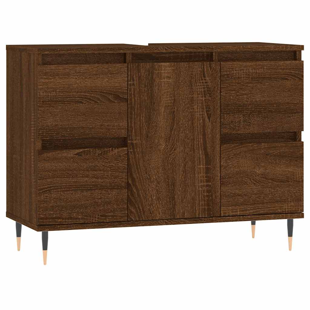 Bathroom Cabinet Brown Oak Look 80x33x60 cm Wood Material