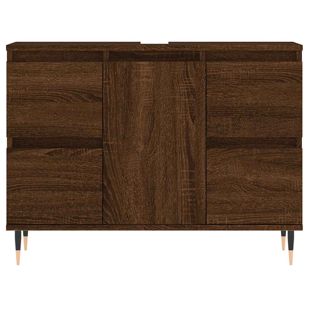 Bathroom Cabinet Brown Oak Look 80x33x60 cm Wood Material