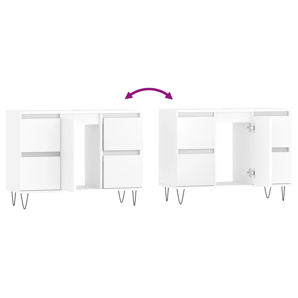 Bathroom Cabinet White 80x33x60 cm Wood Material