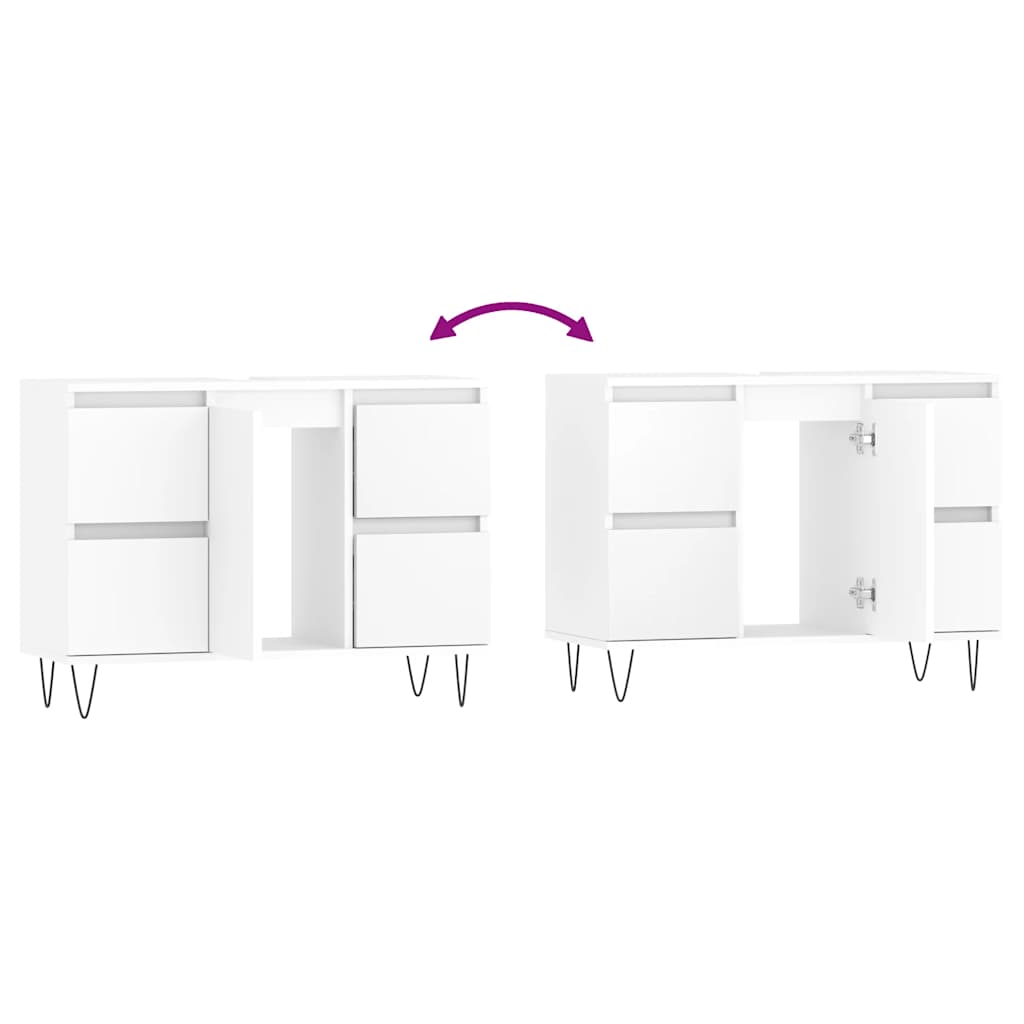 Bathroom Cabinet White 80x33x60 cm Wood Material