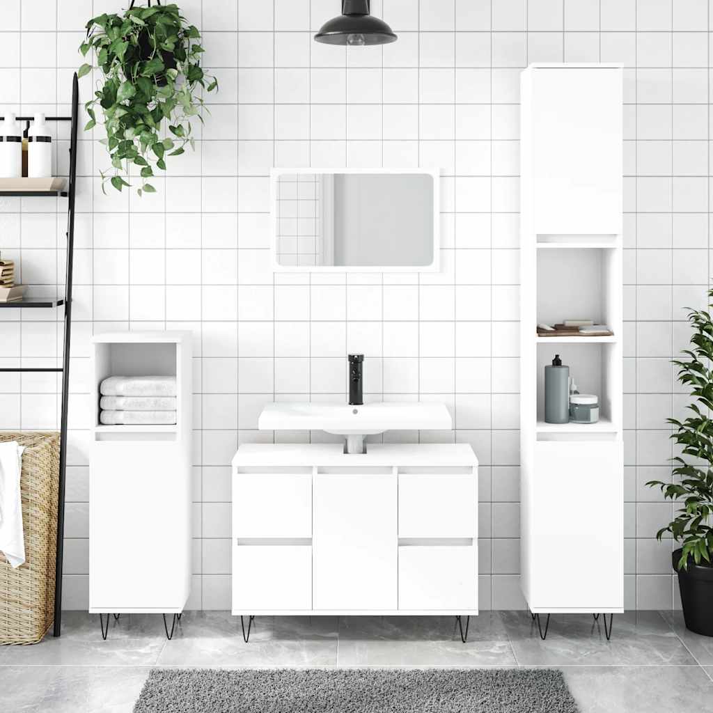 Bathroom Cabinet White 80x33x60 cm Wood Material