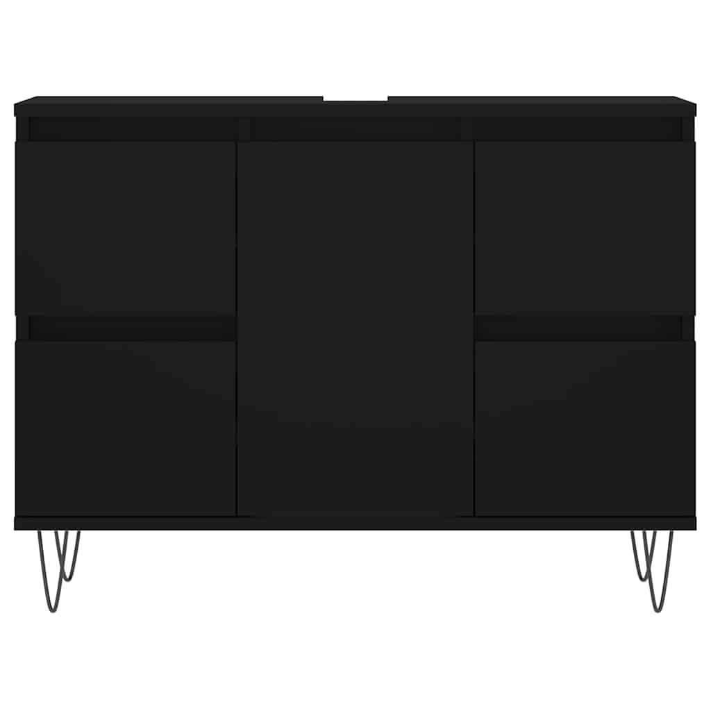 Badschrank Schwarz 80x33x60 cm Holzwerkstoff