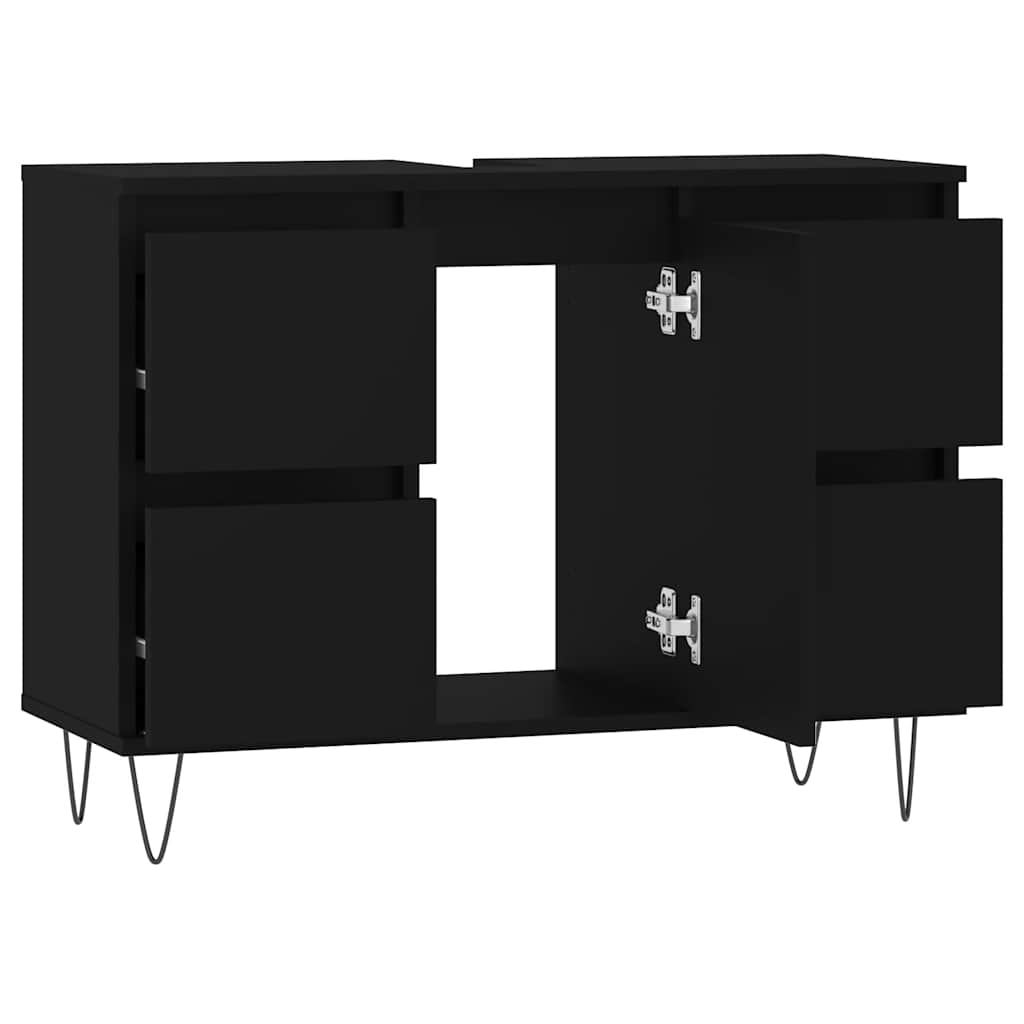 Bathroom cabinet black 80x33x60 cm made of wood