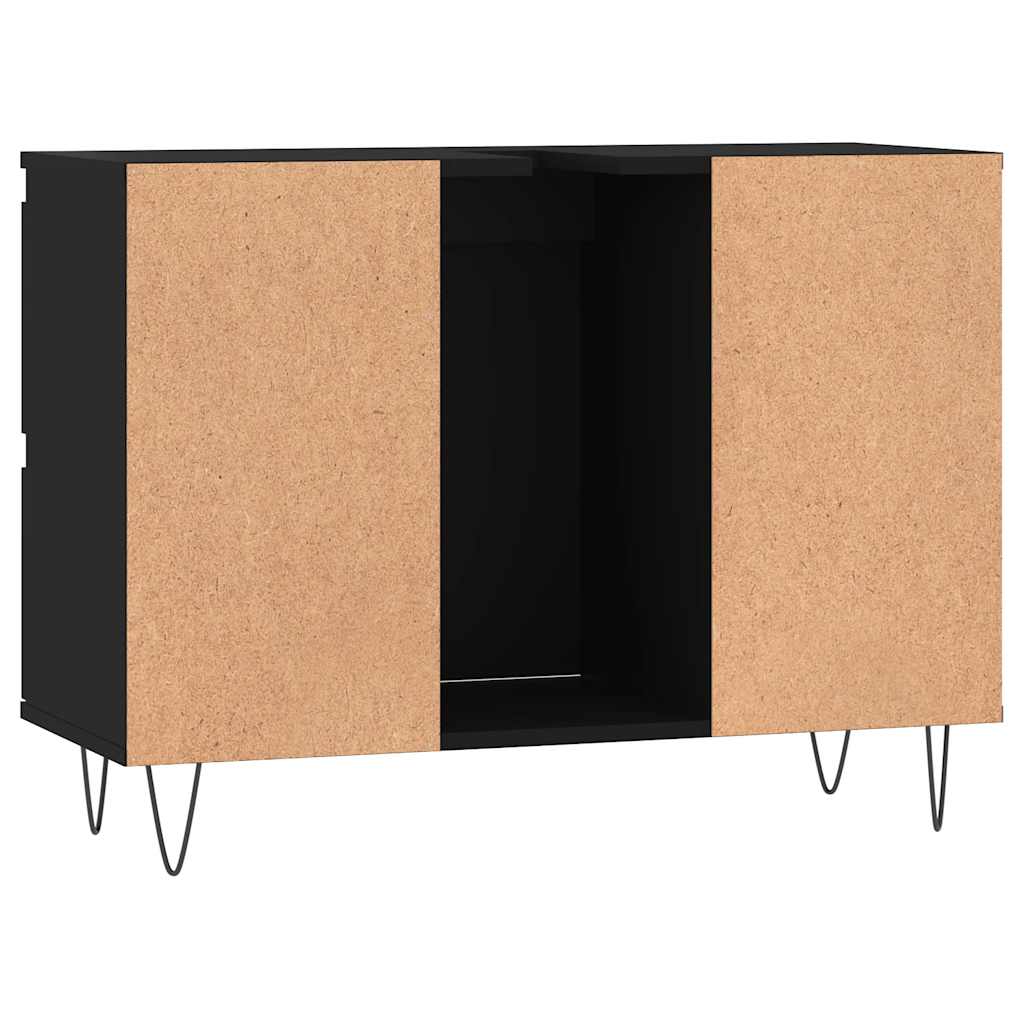 Bathroom cabinet black 80x33x60 cm made of wood