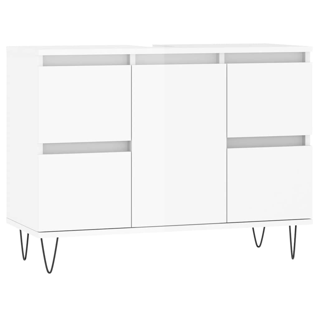 Badschrank Hochglanz-Weiß 80x33x60 cm Holzwerkstoff