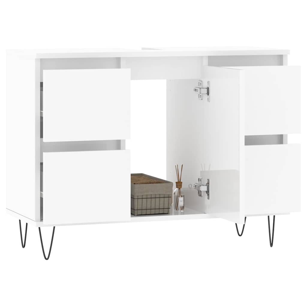 Bathroom Cabinet High Gloss White 80x33x60 cm Wood Material