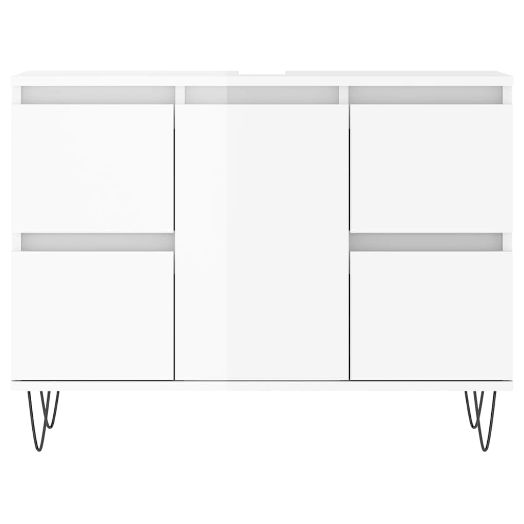 Badschrank Hochglanz-Weiß 80x33x60 cm Holzwerkstoff