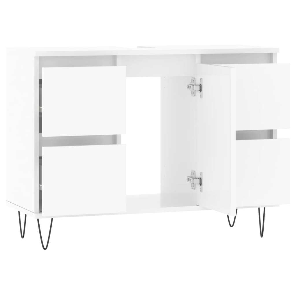 Bathroom Cabinet High Gloss White 80x33x60 cm Wood Material