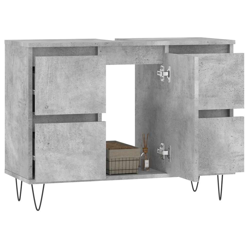 Bathroom cabinet concrete gray 80x33x60 cm made of wood