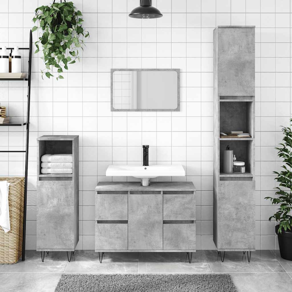 Bathroom cabinet concrete gray 80x33x60 cm made of wood